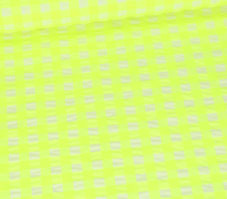 Seersucker - Kariert - Karomuster - Weiß/Neongelb