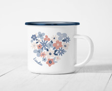 Emaille Becher - Flowerheart - Valentinstag