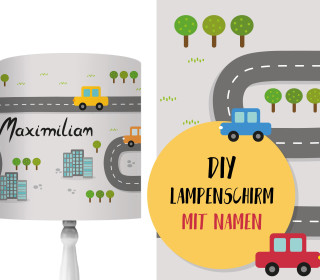 DIY Lampenschirm - On The Road - Autos - Set - personalisierbar - zum Selbermachen