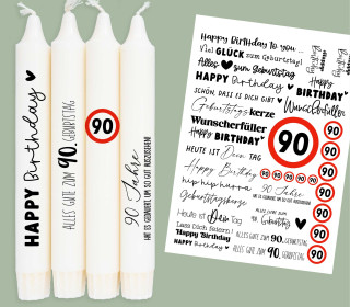 DIN A4 - Tattoofolie - Geburtstag - 90 - für Kerzen / Keramik
