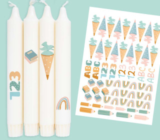 DIN A4 - Tattoofolie - Schulanfang Bunt - KnilchArt Design - für Kerzen / Keramik