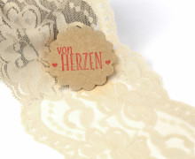 1m elastische Spitze - 95mm - Blumen - Creme