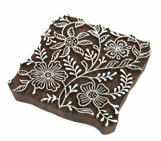 Stempel - Original Textilstempel - Indischer Holzstempel - Stoffdruck - Florales Design - Groß