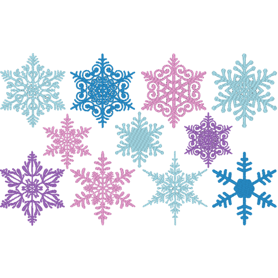 Stickdatei - 8 Schneeflocken in je 5 Größen