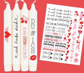 DIN A4 - Tattoofolie - Du & Ich - Valentinstag - für Kerzen / Keramik