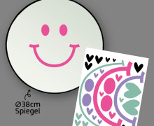 Rub-On Sticker - Fröhliche Gesichter - BIG - Pink/Flieder/Mint - für Spiegel - Tante Henni Rub-Ons - vielfältig nutzbar