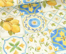 Flexibler Canvas - Kunstfaser - Tischwäsche - Zitronen-Mix - Weiß