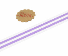 1 Meter Ripsband - Köperband - Streifen - 15mm - Lavendel/Weiß