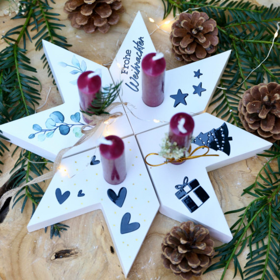 Silikon - Gießform - Baustein Für Adventskranz Sterne - Blanko - Vielfältig Nutzbar