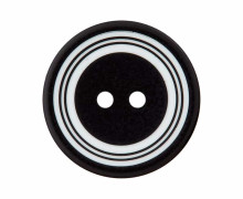 1 Polyesterknopf - 18mm - 2-Loch - Kreise - Schwarz/Weiß