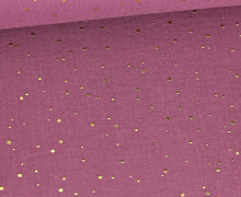 Musselin - Muslin - Double Gauze - 3D - Goldpunkte - Glänzend - Altbeere