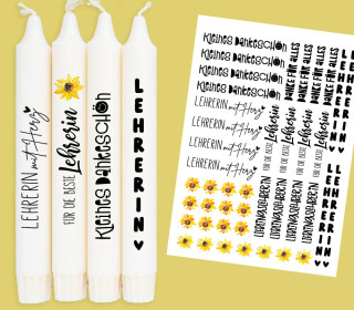 DIN A4 - Tattoofolie - Lehrerin mit Herz - für Kerzen / Keramik