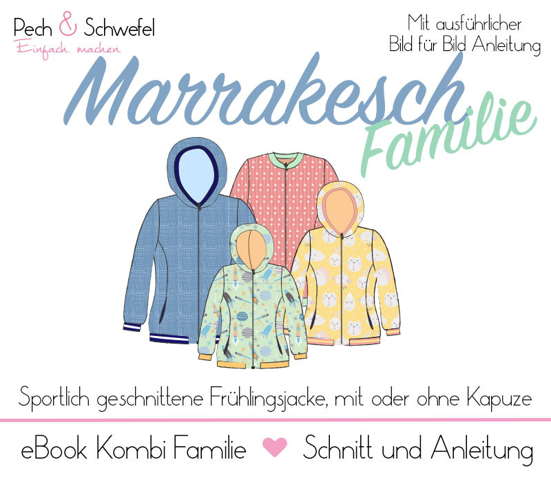 Ebook Frühlingsjacke „Marrakesch“ Familie (für Damen, Herren und Kinder) in A4 und A0 (Einzel- und Mehrgrößenschnitt) von Pech und Schwefel