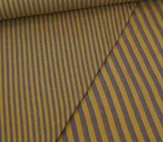 Musselin - Double Gauze - Yarn Dyed Stripes - Doubleface - Schnuffeltuch - Zweifarbig - Braun/Stahlblau