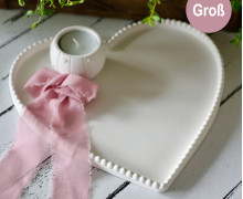 Silikon - Gießform - Feiner Dekoteller mit Kugelrand - Herz - Groß - vielfältig nutzbar