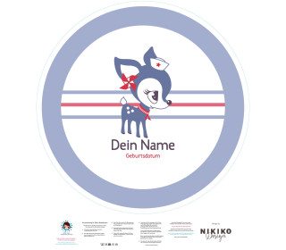 DIY-Nähset Babydecke - Rund - HafenKitz Stripes - Dein Name - blau - pers. Deckentop - NIKIKO - zum selber Nähen