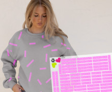 Onkel Bo's Bügelbilder - DIN A4 - Konfetti - Stripes - Glitzer Optik - Pink