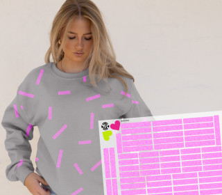 Onkel Bo's Bügelbilder - DIN A4 - Konfetti - Stripes - Glitzer Optik - Pink