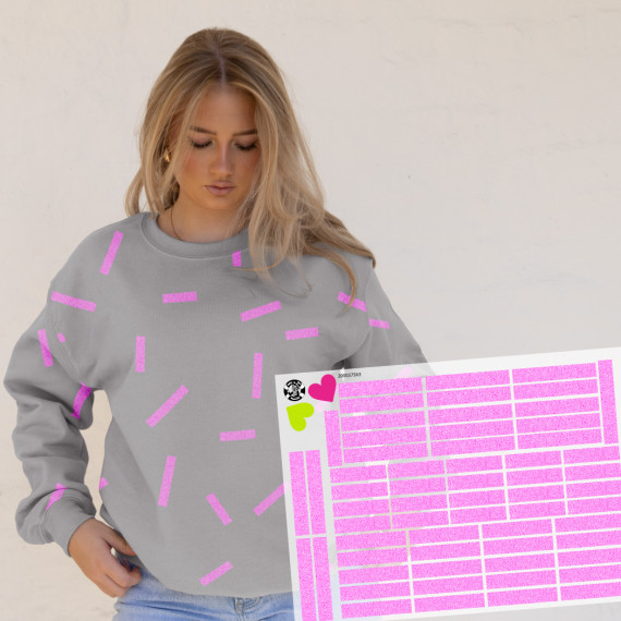 Onkel Bo's Bügelbilder - DIN A4 - Konfetti - Stripes - Glitzer Optik - Pink