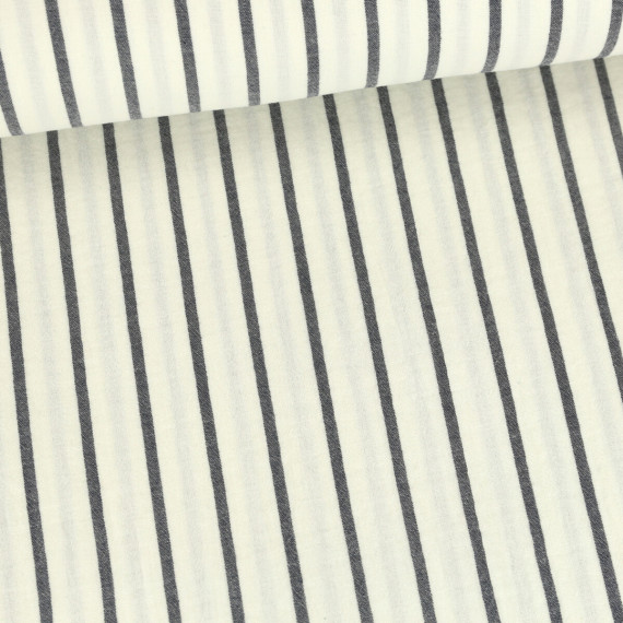Musselin - Muslin - Double Gauze - Yarn Dyed Stripes - Schnuffeltuch - Windeltuch - Warmweiß/Stahlblau