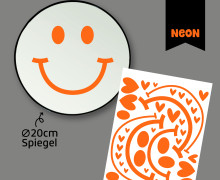 Neon Rub-On Sticker - Fröhliche Gesichter - small - Orange - für Spiegel - Tante Henni Rubon - vielfältig nutzbar