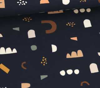 Jersey - bunte Formen - Stahlblau