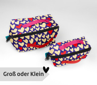 DIY-Nähset - Kosmetiktasche - Binz - Hearts Blue - Hamburger Liebe - GRÖSSENAUSWAHL - abby and amy
