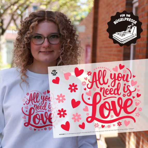 Onkel Bo's Bügelbilder - DIN A4 - All you need is love - Schriftzug - BIG
