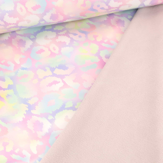 Softshell Fleece Regenbogen Leo Regenbogenfarben/Blassrosa
