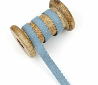 1m elastisches Schrägband  - Bogenkante - 12mm - Graublau