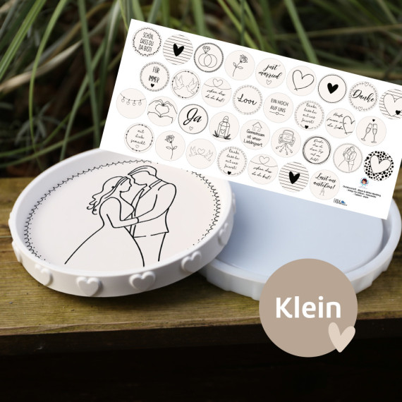 Outdoorstoff - Black & White Wedding - Inlays für Silikon - Dekoteller - Tablett - Klein - Frida Kreativ - abby and amy
