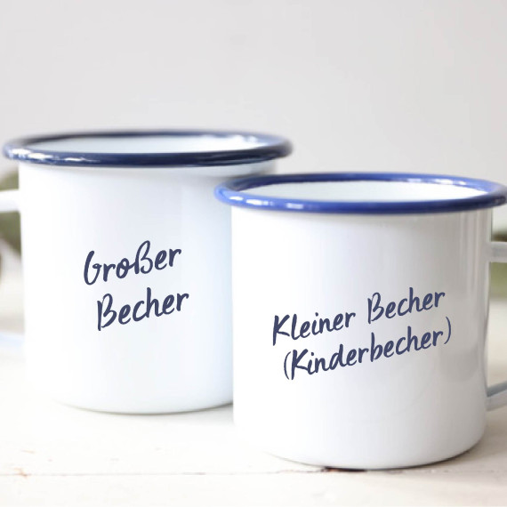 Emaille Becher - Auto - Hochzeit