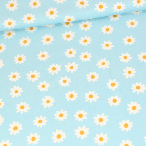 Modal Jersey - Süße Gänseblümchen - Hellblau - abby and me