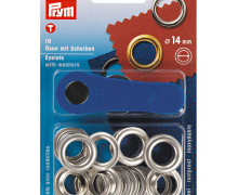 10 Ösen mit Scheiben - Eyelets - 14mm - Prym - Silber