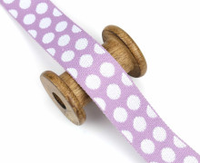 1 Meter Gurtband  - 36mm - Weiße Punkte - Lavendel