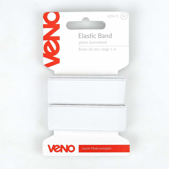 1 Meter Gummiband - Zugeschnitten - Elastic Band - 20mm - Weiß