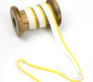 1 Meter Paspelband Duo - Doppelpaspelband - Weiß/Gelb