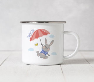 Emaille Becher - Happy Bunny - Rosa - Ostern