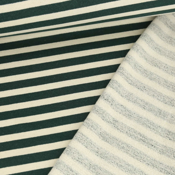 Seemannssweat - Leicht Angeraut - Yarn Dyed Stripes - Meliert - Warmweiß/Opalgrün