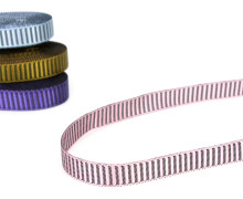 1 Meter Ripsband - 10mm - Glänzend - Streifen - Rosa