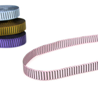 1 Meter Ripsband - 10mm - Glänzend - Streifen - Rosa
