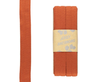 3 Meter Schrägband - Viskose Jersey - Rostorange - Dehnbar - 2,0cm x 3m - Zugeschnitten