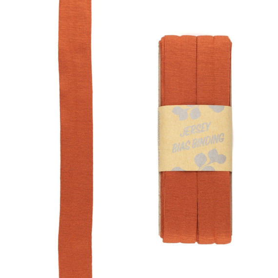 3 Meter Schrägband - Viskose Jersey - Rostorange - Dehnbar - 2,0cm x 3m - Zugeschnitten