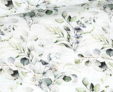 Musselin - Muslin - Double Gauze - Aquarell Eukalyptus - Schnuffeltuch - Windeltuch - Weiß