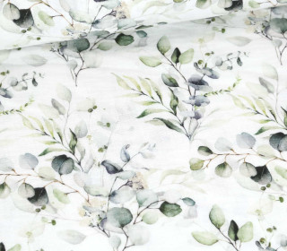 Musselin - Muslin - Double Gauze - Aquarell Eukalyptus - Schnuffeltuch - Windeltuch - Weiß