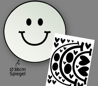 Rub-On Sticker - Fröhliche Gesichter - BIG - Schwarz - für Spiegel - Tante Henni Rub-Ons - vielfältig nutzbar