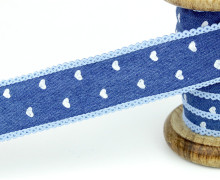 Dekoband - Jeans - Herzen - Mittel.Bl./Hell.Bl.