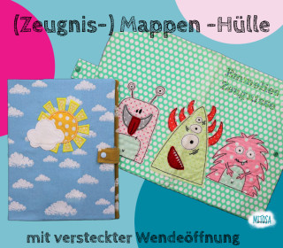 Freebook (Zeugnis-) Mappen -Hülle mit versteckter Wendeöffnung