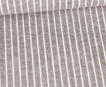 Leinen - Baumwolle - Mischgewebe - Dünne Weiße Streifen - 176g - Melange - Dunkelbraun
