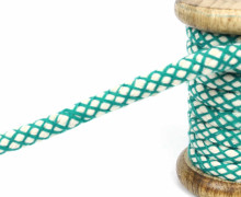 1m Hoodieband - Baumwollkordel - 8 mm - Netz - Meergrün/Naturweiß
